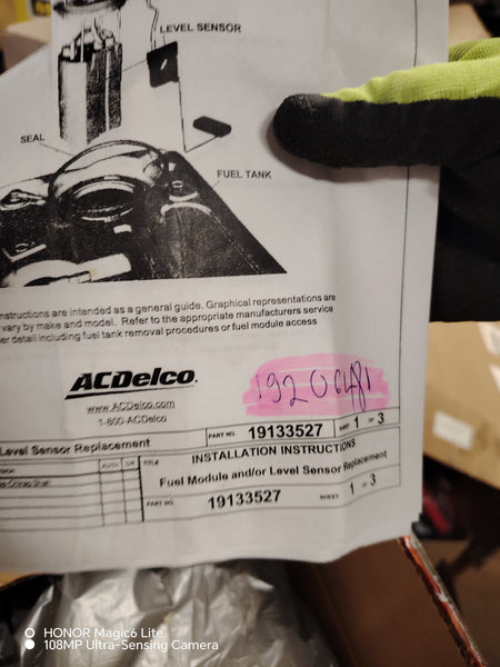 POMPE À CARBURANT ACDelco – 19133527 GMC CHEVROLET 2013/2014 5.3L-6.2L V8